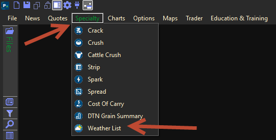 Weather List Menu